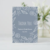 Muscheln und Seesterne Küste Dankeskarte (Stehend Vorderseite)