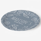 Muscheln und Star Fish Coastal Brautparty Pappteller (Schrägansicht)