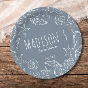 Muscheln und Star Fish Coastal Brautparty Pappteller