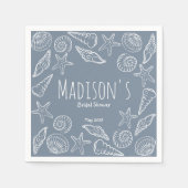 Muscheln und Star Fish Coastal Brautparty Serviette (Vorderseite)