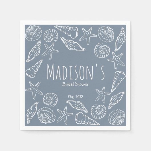 Muscheln und Star Fish Coastal Brautparty Serviette (Vorderseite)
