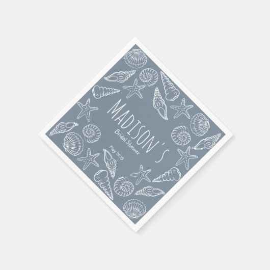 Muscheln und Star Fish Coastal Brautparty Serviette (Ecke)