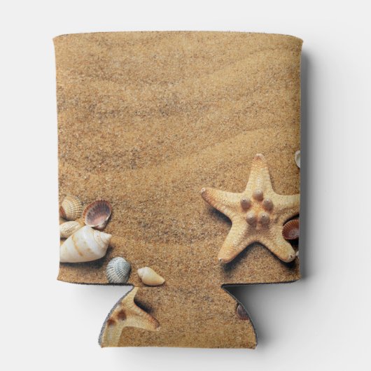 Muscheln und Starfish am Strand Dosenkühler (Rückseite)