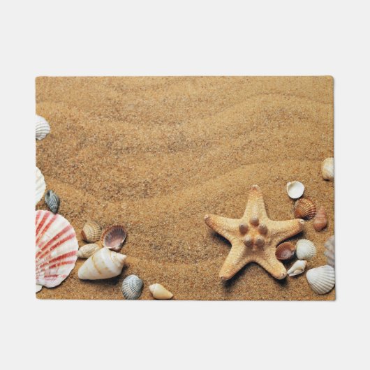 Muscheln und Starfish am Strand Fußmatte (Vorderseite)