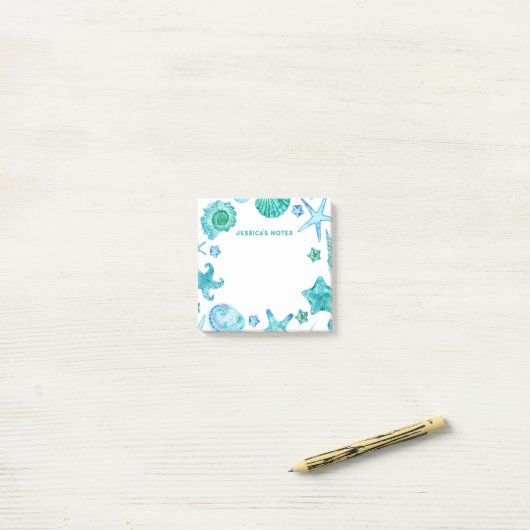 Muscheln und Starfish am Strand Post-it Klebezettel (Auf Schreibtisch)