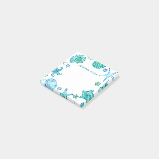 Muscheln und Starfish am Strand Post-it Klebezettel (angewinkelt)