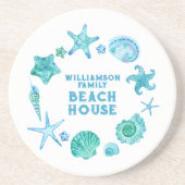 Muscheln und Starfish Beach House Getränkeuntersetzer (Vorne)