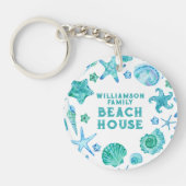 Muscheln und Starfish Beach House Schlüsselanhänger (Vorderseite)