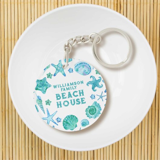 Muscheln und Starfish Beach House Schlüsselanhänger