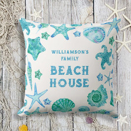 Muscheln und Starfish Family Beach House Kissen