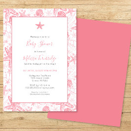 Muscheln und Starfish Girl Babydusche lädt ein Einladung