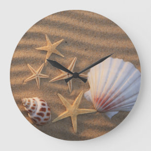 Muscheln und Starfish Große Wanduhr