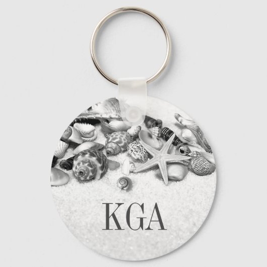 Muscheln und Starfish Mit Monogramm Schlüsselanhänger (Vorderseite)