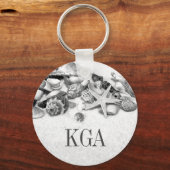 Muscheln und Starfish Mit Monogramm Schlüsselanhänger (Vorderseite)
