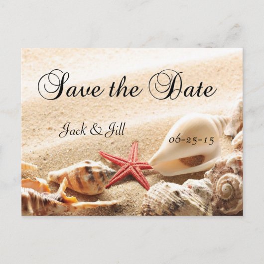 Muscheln und Starfish Save the Date Postkarte (Vorderseite)