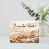 Muscheln und Starfish Save the Date Postkarte (Stehend Vorderseite)
