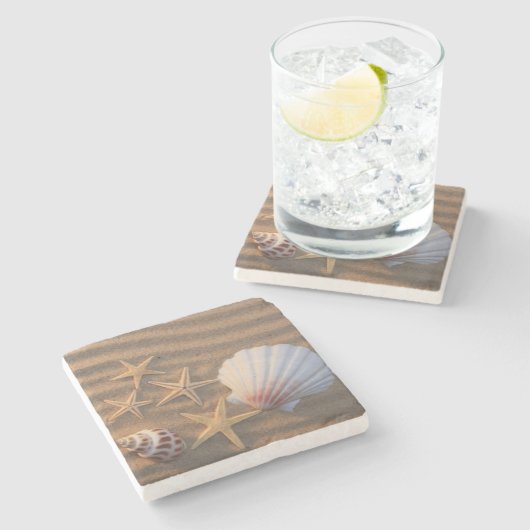 Muscheln und Starfish Steinuntersetzer (Seitenansicht)