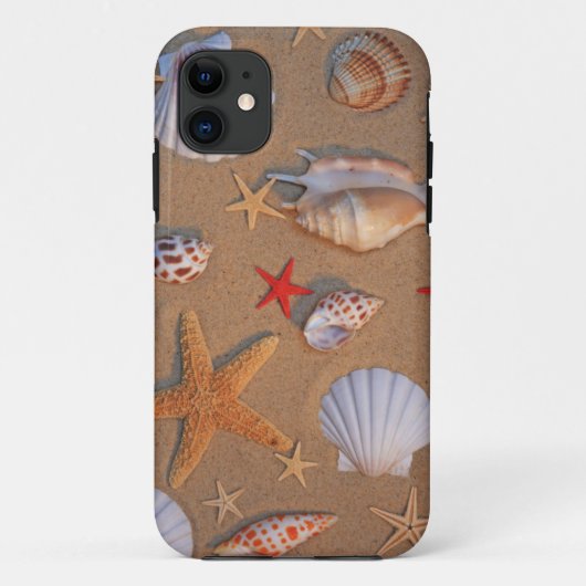 Muscheln und Starfish vereinbart auf Sand Case-Mate iPhone Hülle (Rückseite)