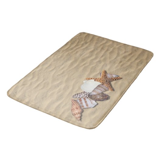 Muscheln und Strand-Sand Badematte (Schrägansicht)