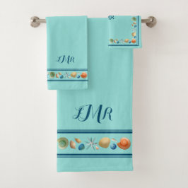 Muscheln und Streifen Badetuch Set