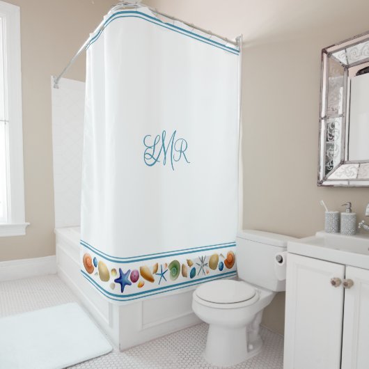 Muscheln und Streifen Duschvorhang (Beispiel)