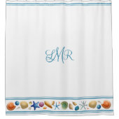 Muscheln und Streifen Duschvorhang (Vorderseite)