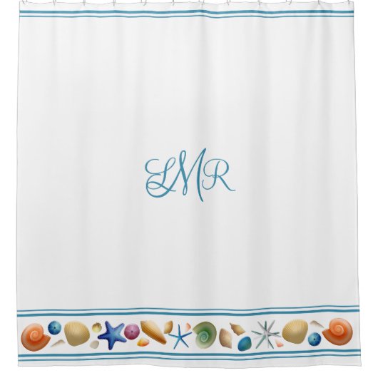 Muscheln und Streifen Duschvorhang (Vorderseite)
