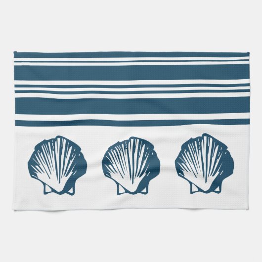 Muscheln und Streifen Geschirrtuch (Horizontal)