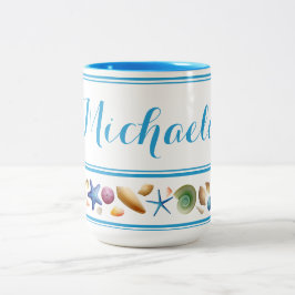 Muscheln und Streifen Zweifarbige Tasse