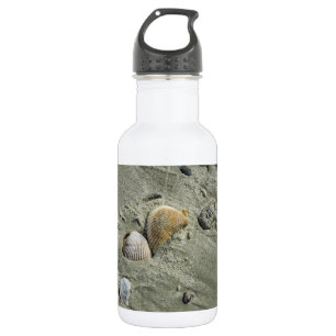 Muscheln und Wasserflasche