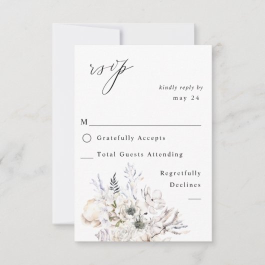 Muscheln und Weißblumen, Mehl UAWG 3 RSVP Karte (Vorderseite)