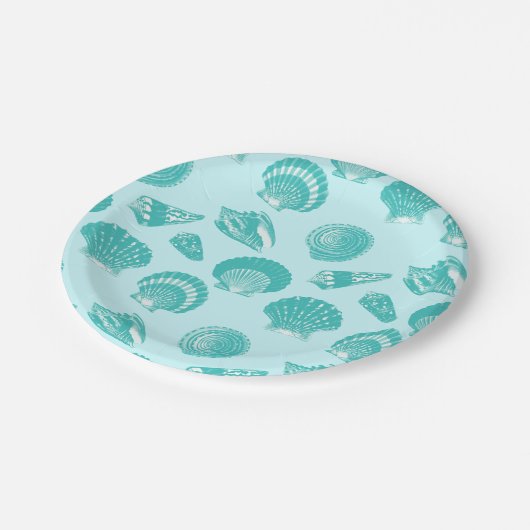 Muscheln - Weiches Wasser und Weiß Pappteller (Schrägansicht)