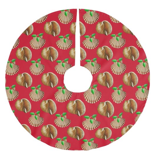 Muscheln Weihnachten Polyester Weihnachtsbaumdecke (Vorderseite)