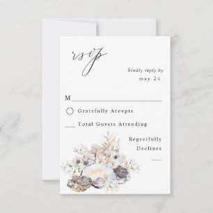 Muscheln & Weiße Blumen mit Essens-RSVP 2 RSVP Karte