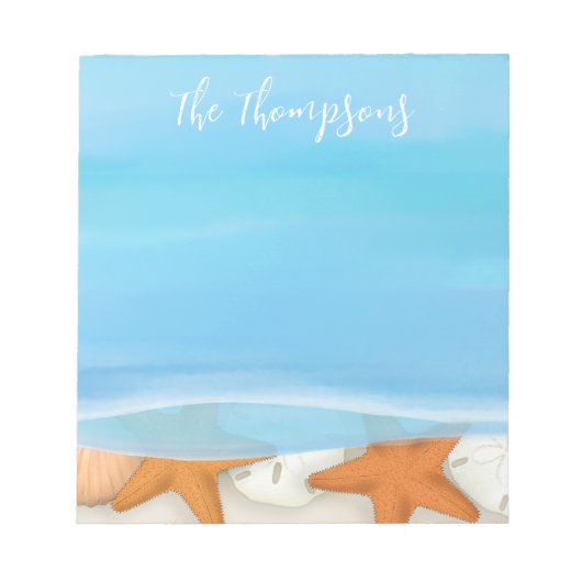 Muscheln Whimsischer Küste Blau Notizblock (Vorderseite)