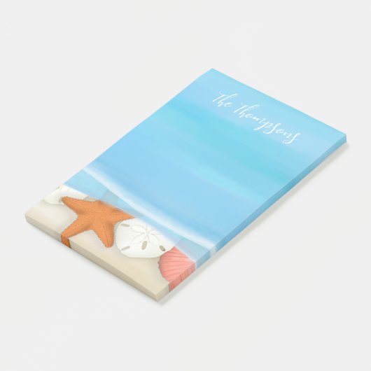 Muscheln Whimsischer Küste Blau Post-it Klebezettel (angewinkelt)