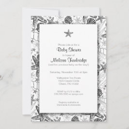 Muschelnstarfish-Silhouette Baby-Dusche lädt ein Einladung