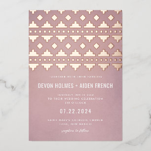 Muschelpink Südwest-Glanz Hochzeit Roségold Folieneinladung