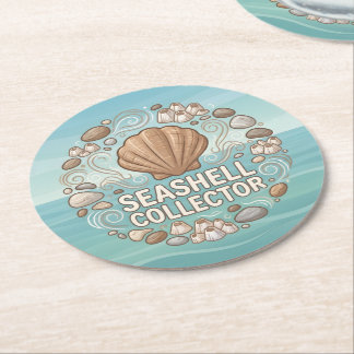 Muschelsammler Runder Pappuntersetzer
