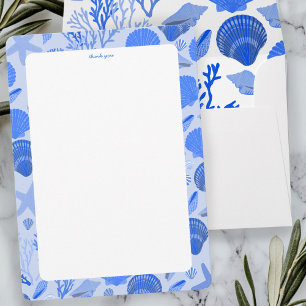 Muschelschalen Brautparty Elegantes Blau Meer INDI Dankeskarte