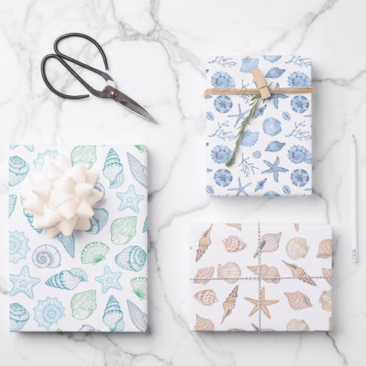 Muschelschalen Geschenkpapier, Strand Geschenkverp Geschenkpapier Set (Vorderseite)