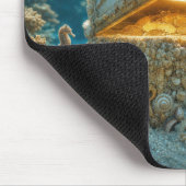 Muschelschatztruhe Unterwasser mit Münzen Mousepad (Ecke)