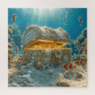 Muschelschatztruhe Unterwasser mit Münzen Puzzle