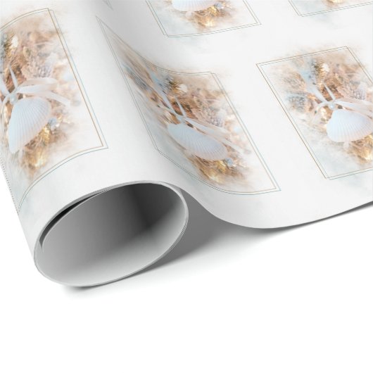 Muschelschmuck mit Perle und Bogen Geschenkpapier (Rolleneckpunkt)