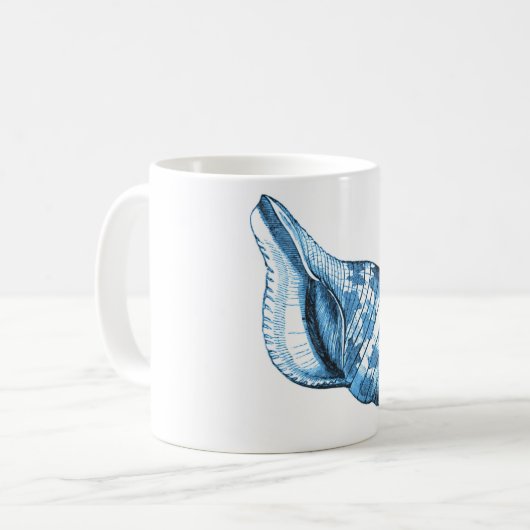 Muschelseeküstenozeanstrand-Blaugeschenke Kaffeetasse (Vorderseite Links)