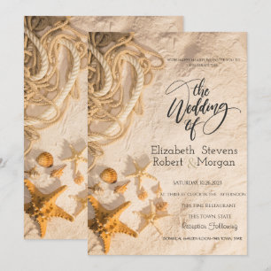 Muschelseil-Sand-Hochzeitseinladung Einladung