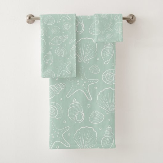 Muschelsommer Küsten Nautilus Boho Strand Mint Badhandtuch Set (Insitu)