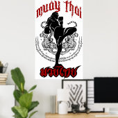 Muschi thai kick thailand martial art sport logo b poster (Heimbüro)