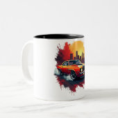 Muscle Car Burnout Mug Zweifarbige Tasse (Vorderseite Links)