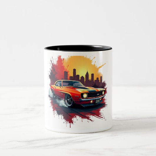 Muscle Car Burnout Mug Zweifarbige Tasse (Mittel)